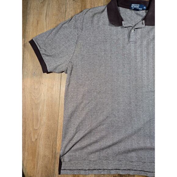 Vintage Polo Ralph Lauren Golf Herringbone Polo Shirt XXL Gray Black Classic - Picture 4 of 9